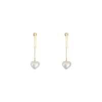 Zinc Alloy Drop Earrings with Plastic Pearl Heart gold color plated Korean style & for woman nickel lead & cadmium free Sold By Pair