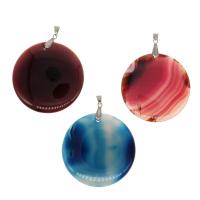 Agate Jewelry Pendants Brass with Agate Round Sold By PC