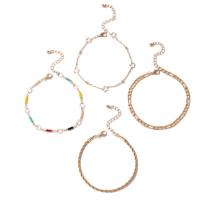 Zinc Alloy Bracelet Set bracelet with Seedbead gold color plated 4 pieces & fashion jewelry mixed colors Sold By Set