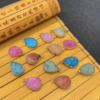 Quartz Gemstone Pendants with Brass Teardrop gold color plated Sold By PC