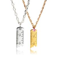 Couple Necklace Titanium Steel with 1.96inch extender chain ruler UV plating 2 pieces & with number pattern & for couple & with rhinestone nickel lead & cadmium free  Length Approx 21.6 Inch Approx 17.7 Inch Sold By Set