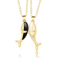 Couple Necklace Zinc Alloy with brass chain & Wax Cord with 1.96inch extender chain Whale plated 2 pieces & with magnetic & for couple nickel lead & cadmium free 27mm 30mm Length Approx 21.6 Inch Sold By Set