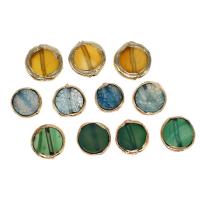 Agate Beads Brass with Agate Round Sold By PC