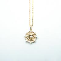 925 Sterling Stříbrný perlový náhrdelník, 925 Sterling Silver, s perla, s 1.97 extender řetězce, módní šperky & pro ženy, zlatý, 16x18mm, Délka Cca 15.75 inch, Prodáno By PC