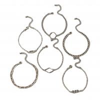 alliage de zinc Set de bracelet, Bracelet, Placage de couleur argentée, 6 pièces & bijoux de mode, argent, 4.57mm, Vendu par PC