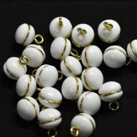Resin Button with Brass Round gold color plated white Sold By PC