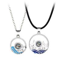 Couple Necklace Zinc Alloy with 1.96inch extender chain Flat Round plated 2 pieces & for couple & hollow nickel lead & cadmium free 15mm 20mm Length Approx 21.6 Inch Approx 17.7 Inch Sold By Set