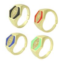 Kubieke zirconia messing ringen, gold plated, micro pave zirconia & glazuur, meer kleuren voor de keuze, 13mm, Maat:7, Verkocht door PC
