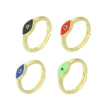 Messing Open Finger Ring, gold plated, micro pave zirconia & glazuur, meer kleuren voor de keuze, 6mm, Gat:Ca 6mm, Maat:7, Verkocht door PC