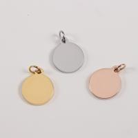 Stainless Steel Tag Charm Flat Round polished DIY Sold By PC