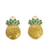 Zinc Alloy Fruit Shape Pendants with Resin Pineapple enamel mixed colors Sold By Bag