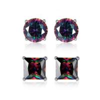 Cubic Zircon (CZ) Stud Earring Brass Unisex & micro pave cubic zirconia mixed colors Sold By Pair