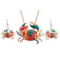 Zinc Alloy Jewelry Sets earring & necklace with Plastic Pearl Crab Unisex & enamel (necklace) (earrings) Length 53 cm Sold By Set