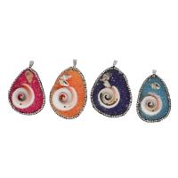 Shell Pendants Brass with Rhinestone Clay Pave & Shell & Trumpet Shell & Resin Sold By PC