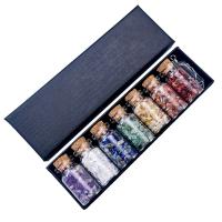 Botella Vidrio de los Deseos, Piedra natural, con caja de papel & tapón de madera & Vidrio, multicolor, 180x60mm, Vendido por Set
