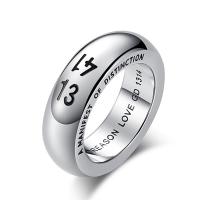 Titanium Steel Finger Ring plated with number pattern & for man 7mm US Ring Sold By PC