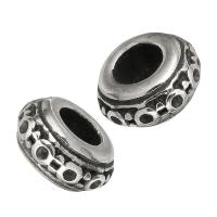 Edelstahl-Perlen mit großem Loch, Edelstahl, originale Farbe, 11x5x5mm, Bohrung:ca. 5mm, 10PCs/Menge, verkauft von Menge