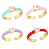 Kubieke zirconia messing ringen, gold plated, mode sieraden & micro pave zirconia & glazuur, meer kleuren voor de keuze, 5mm, Verkocht door PC
