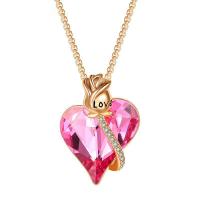 CRYSTALLIZED™ Element Crystal Necklace Brass with Cubic Zirconia & CRYSTALLIZED™ brass lobster clasp with 1.97Inch extender chain Heart gold color plated faceted pink nickel lead & cadmium free Sold Per Approx 17.32 Inch Strand