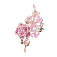 Cubic Zirconia Brooch Brass Flower plated micro pave cubic zirconia & for woman Sold By PC