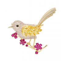 Cubic Zirconia Brooch Brass Bird gold color plated micro pave cubic zirconia & for woman Sold By PC