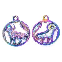 Zinc Alloy Pendants Round plated With Animal Pattern mixed colors Sold By PC