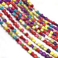 Syntetisk Turkos Bead, Hjärta, DIY & olika storlek för val, blandade färger, Såld Per Ca 16 inch Strand
