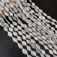 Reborn Gekweekte Zoetwater Parel kralen, Rhombus, DIY, wit, 8x14-9x15mm, Per verkocht Ca 15 inch Strand
