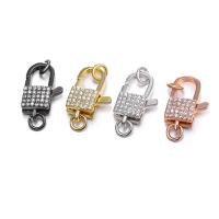 Brass Lobster Clasp plated micro pave cubic zirconia nickel lead & cadmium free Sold By PC