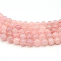 Granos de cuarzo rosa natural, cuarzo rosado, Esférico, pulido, Bricolaje, Rosado, Vendido para 38 cm Sarta