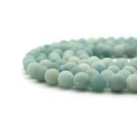 Amazonit Perlen, rund, poliert, DIY & stumpfmatt, blau, verkauft per 38 cm Strang