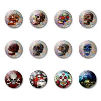 Glass Fridge Magnet with Resin Round Halloween Design & time gem jewelry & with skull pattern Sold By Bag