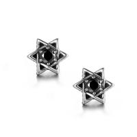 Cubic Zircon (CZ) Stud Earring Titanium Steel silver color plated fashion jewelry & micro pave cubic zirconia & blacken silver color 9mm Sold By PC