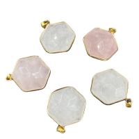Quartz Gemstone Pendants with Brass Hexagram gold color plated Unisex & faceted 28-30mmx22-24mm Sold By PC