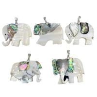 Natural Mosaic Shell Pendants Abalone Shell with White Shell Elephant Unisex 45-50mmx35-40mm Sold By PC