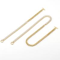 Stainless Steel Chain Necklace 18K gold plated & for woman & with rhinestone Sold By PC