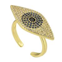 Messing Manchet Finger Ring, Verstelbare & mode sieraden & voor vrouw & met strass, gouden, 27x12mm, 10pC's/Lot, Verkocht door Lot