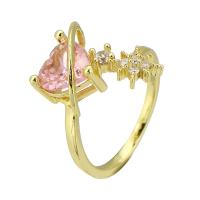 Messing Manchet Finger Ring, Verstelbare & mode sieraden & voor vrouw & met strass, gouden, 13x9mm, 10pC's/Lot, Verkocht door Lot