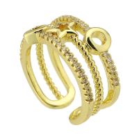 Messing Manchet Finger Ring, Verstelbare & mode sieraden & voor vrouw & met strass, gouden, 9mm, 10pC's/Lot, Verkocht door Lot
