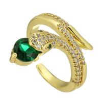 Messing Manchet Finger Ring, Verstelbare & mode sieraden & voor vrouw & met strass, groen, 4mm, 10pC's/Lot, Verkocht door Lot