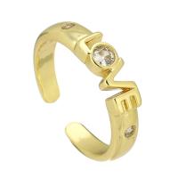 Messing Manchet Finger Ring, Verstelbare & mode sieraden & voor vrouw & met strass, gouden, 4mm, 10pC's/Lot, Verkocht door Lot