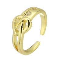 Messing Manchet Finger Ring, Verstelbare & mode sieraden & voor vrouw & met strass, gouden, 8mm, 10pC's/Lot, Verkocht door Lot