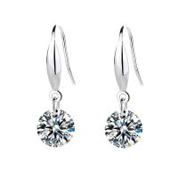 Cubic Zircon (CZ) Drop Earring 925 Sterling Silver fashion jewelry & for woman & with cubic zirconia original color 23mm Sold By Pair