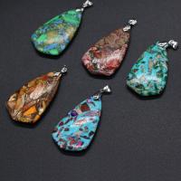 Turquoise Pendant with Brass Teardrop silver color plated fashion jewelry & DIY Sold By PC