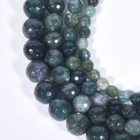 Natürliche Moos Achat Perlen, rund, poliert, DIY & facettierte, grün, verkauft per ca. 14.6 ZollInch Strang