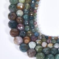 Prirodni indijski ahat perle, Indijski Agate, Krug, uglađen, možete DIY & različite veličine za izbor & faceted, zelen, Prodano Per Približno 14.1 inčni Strand
