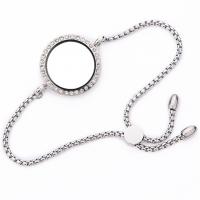 Floating Locket Bracelet Zinc Alloy with Magnet & Glass & Rhinestone silver color plated vintage & Adjustable & Unisex nickel lead & cadmium free 4mm Length Approx 10.6 Inch Sold By PC
