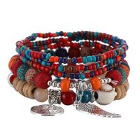 Acrylic Bracelets with Seedbead & zinc alloy bead plated 5 pieces & for woman Sold By Set