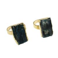 Natural Gemstone Finger Ring, Brass, with Quartz, Adjustable & Unisex, mixed colors, 58x21x10mm, Sold By PC