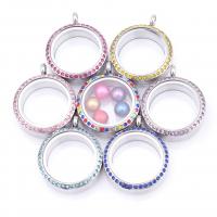 Floating Charms Pendant Zinc Alloy with Glass & Rhinestone Round plated for 8mm beads & Unisex nickel lead & cadmium free 30mm Sold By PC